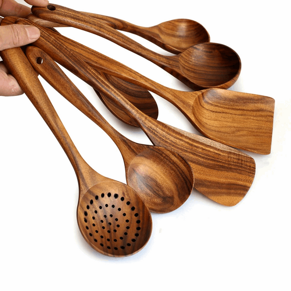 1-7pcs  Teak Natural Wood Kitchenware Sets