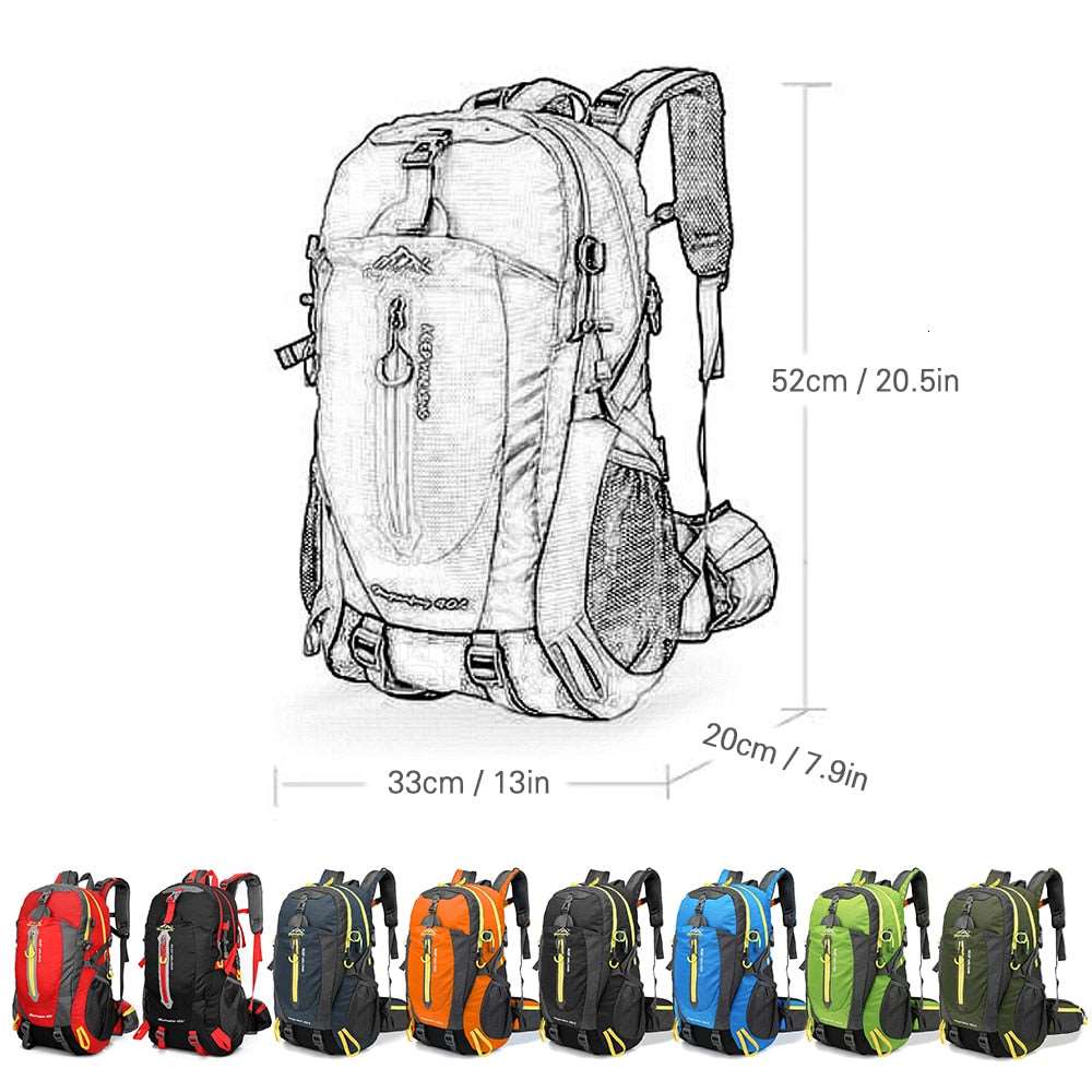 40L Colourful Waterproof Backpack for Hiking, Climbing or Camping