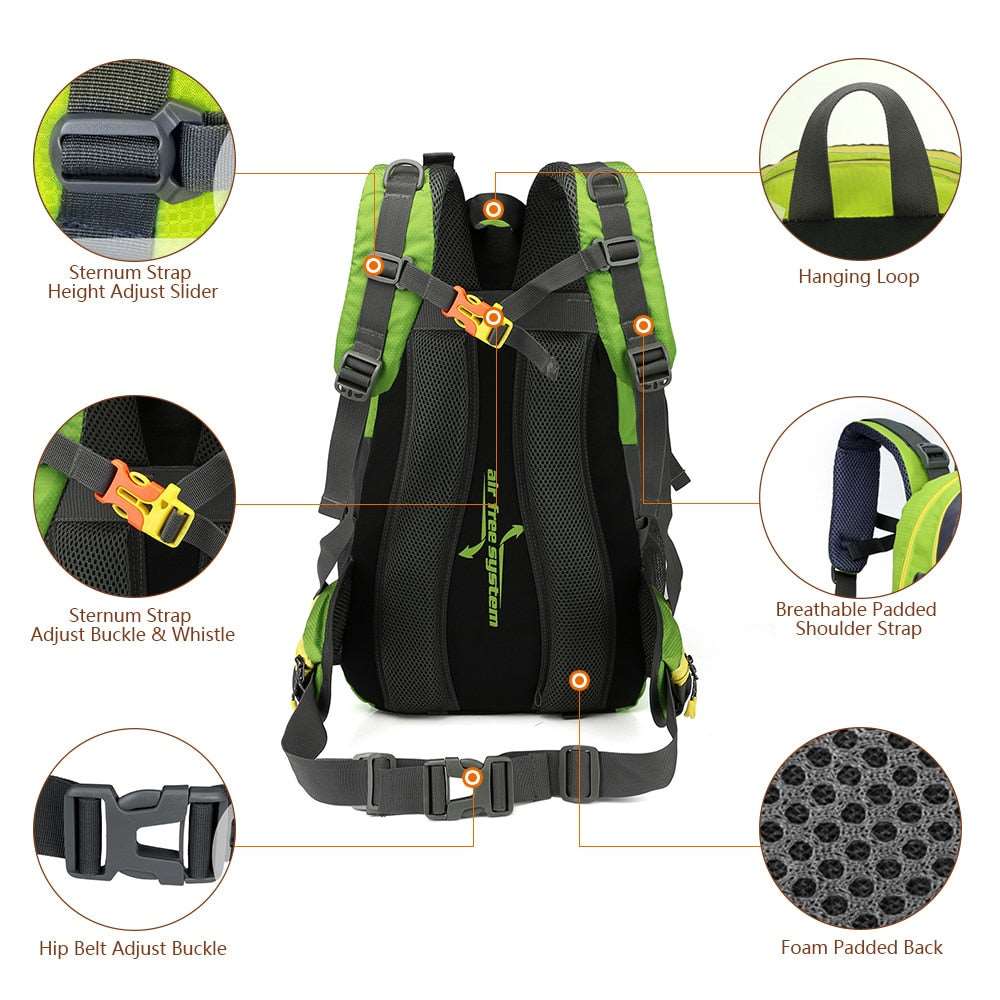 40L Colourful Waterproof Backpack for Hiking, Climbing or Camping