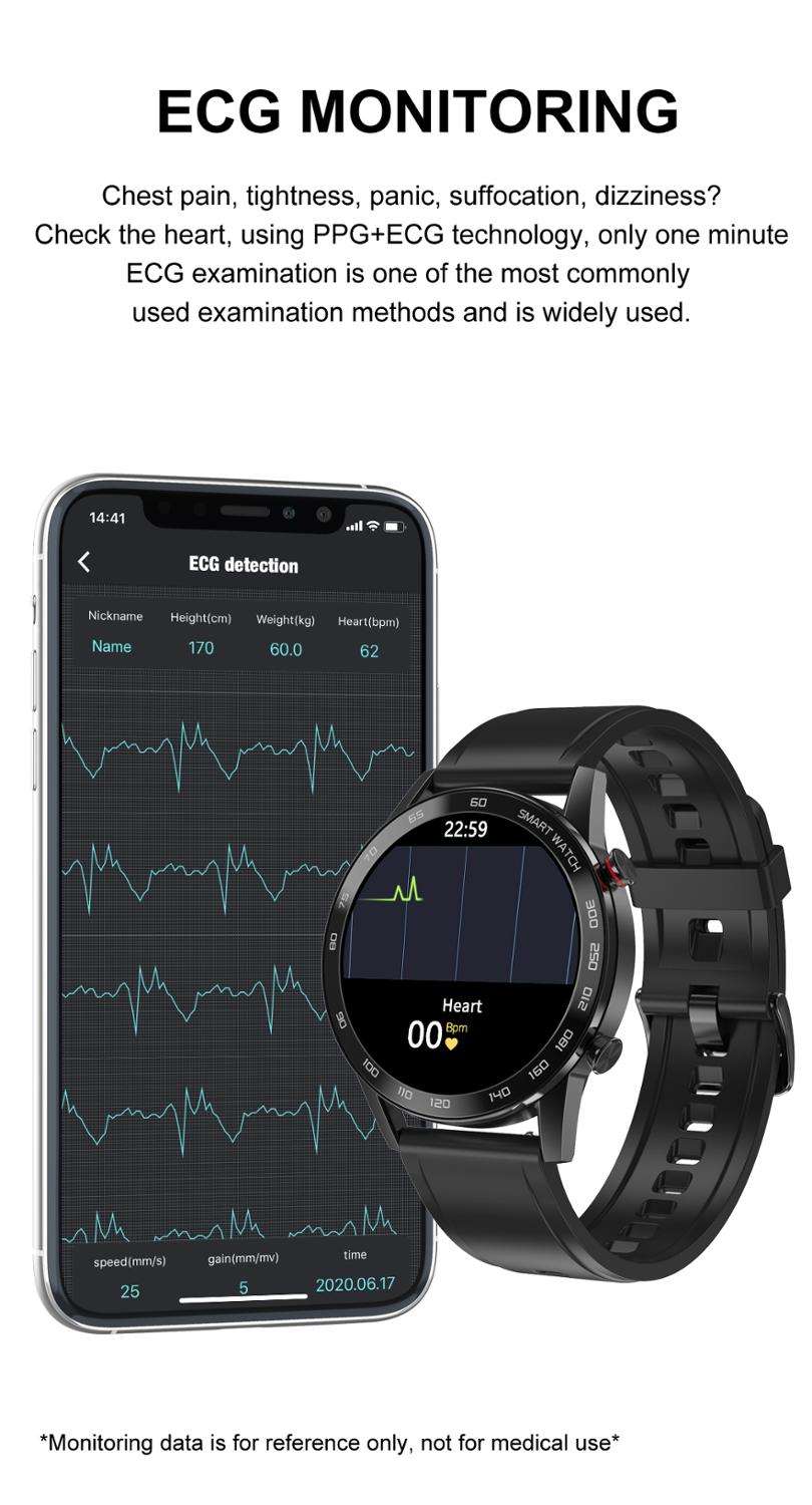 Smart Watch with ECG, Heart Rate and Blood Oxygen Monitoring