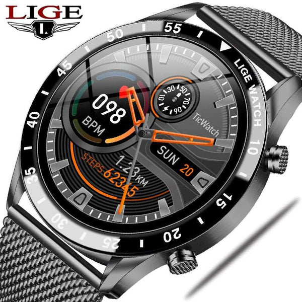 LIGE Luxury Mens Smart Watch with Remote Phone Control