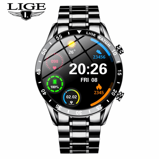 LIGE Luxury Mens Smart Watch with Remote Phone Control