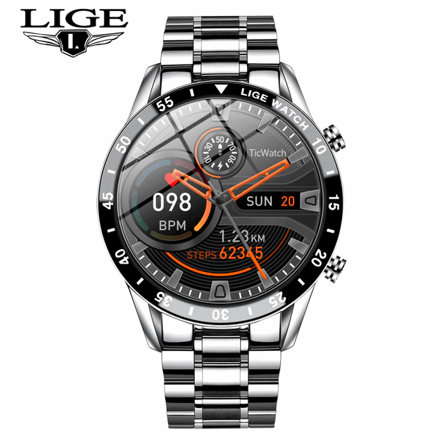 LIGE Luxury Mens Smart Watch with Remote Phone Control