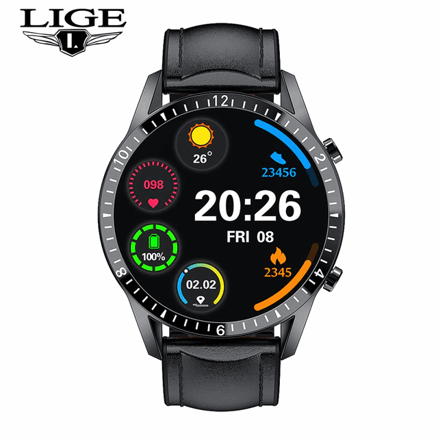 LIGE Luxury Mens Smart Watch with Remote Phone Control