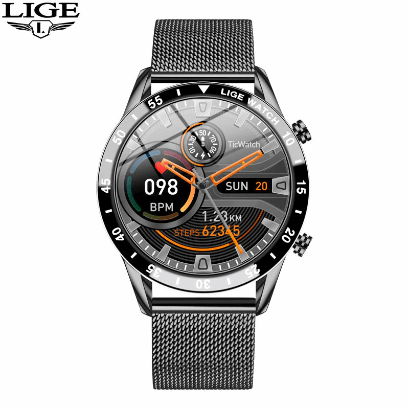 LIGE Luxury Mens Smart Watch with Remote Phone Control