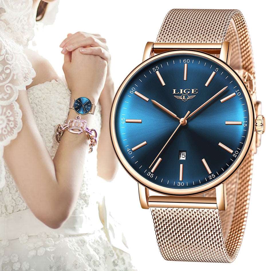 Luxury Quartz Watch with Mesh Strap for Women