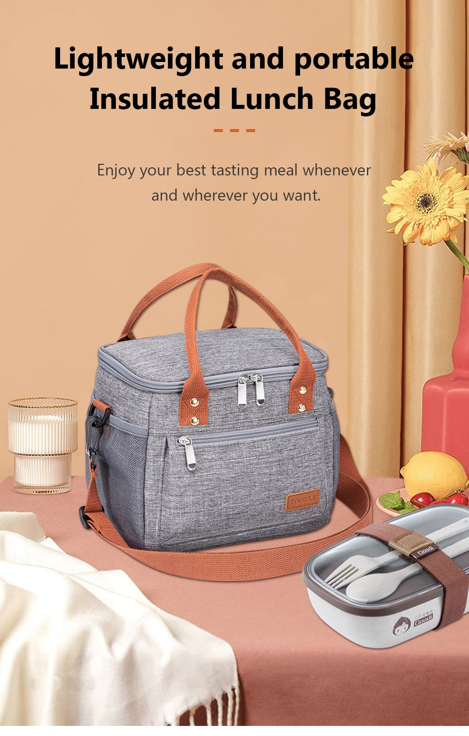 Thermally Insulated Lunch Bag for Work or Picnic